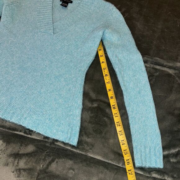 Vintage Y2K New York & Company Sweater Women's Small Blue Wool Knitted V Neck - Picture 5 of 6